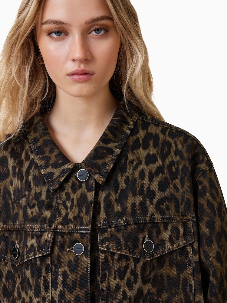 AllSaints Brown Willow Denim Jacket - Image 2 of 8 AllSaints Brown Willow Denim Jacket - Image 2 of 8