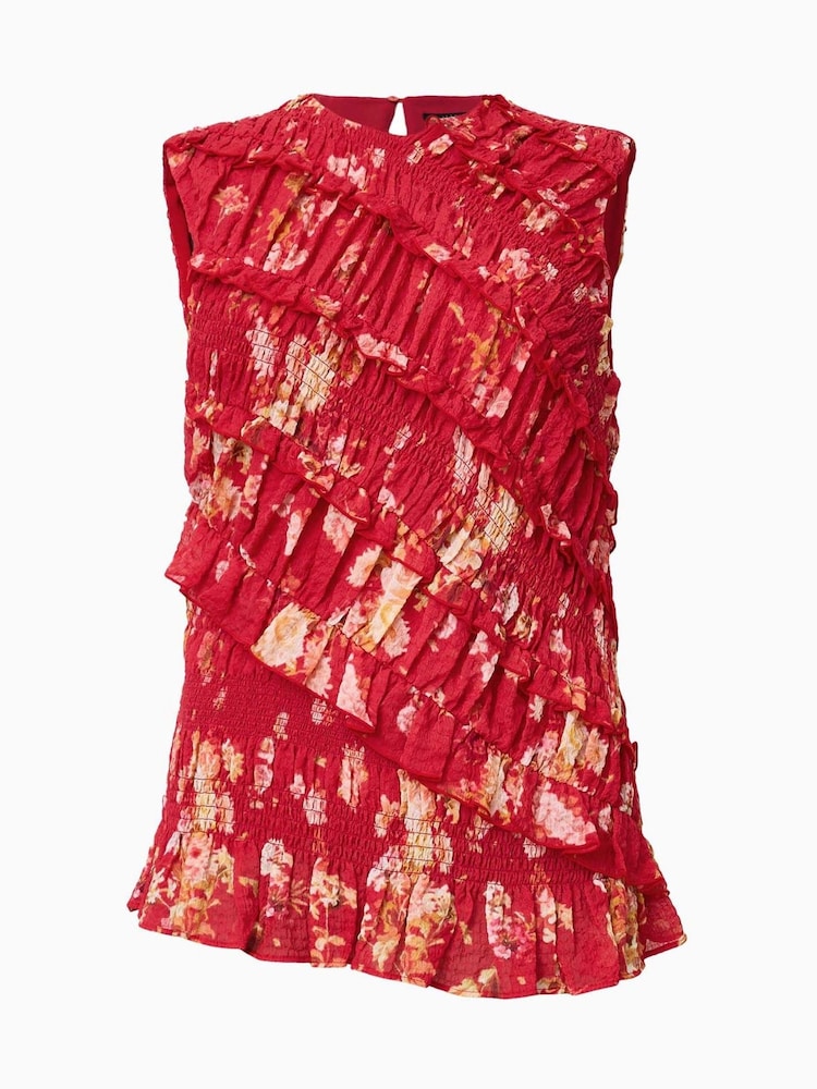 AllSaints Red Nysa Top - Image 8 of 8