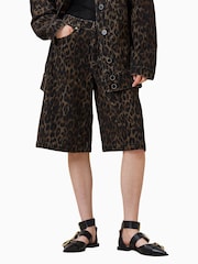 AllSaints Brown Louie Long Shorts - Image 2 of 8