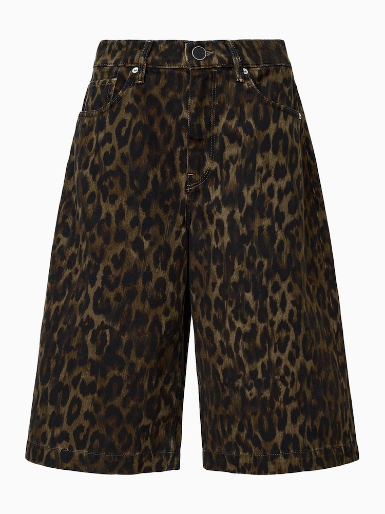 AllSaints Brown Louie Long Shorts - Image 8 of 8