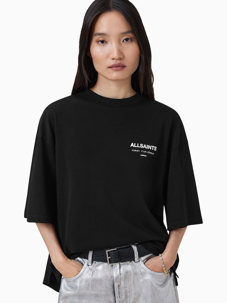 AllSaints Black Under Amelie T-Shirt - Image 1 of 9