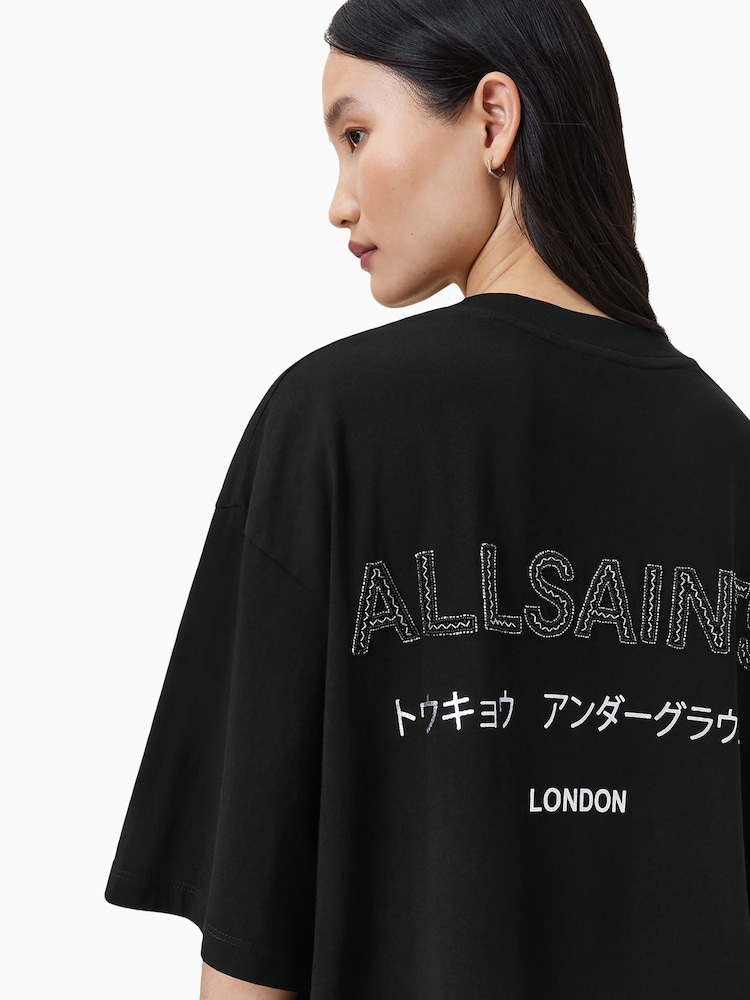 AllSaints Black Under Amelie T-Shirt - Image 2 of 9