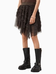 AllSaints Brown Jayde Tulle Skirt - Image 2 of 8