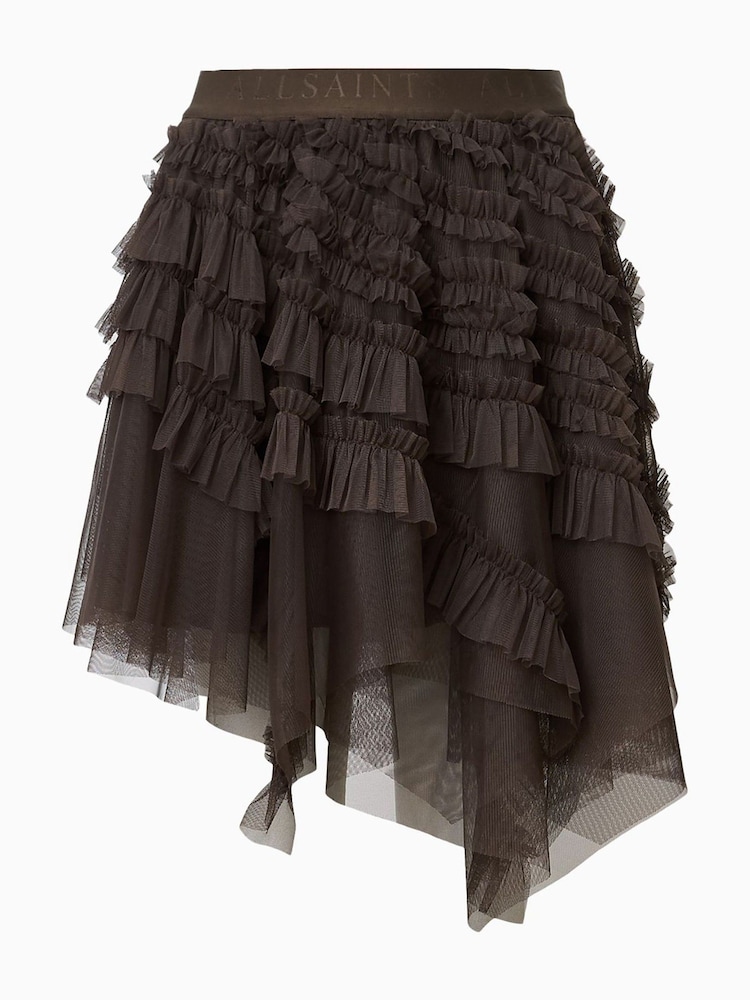 AllSaints Brown Jayde Tulle Skirt - Image 8 of 8