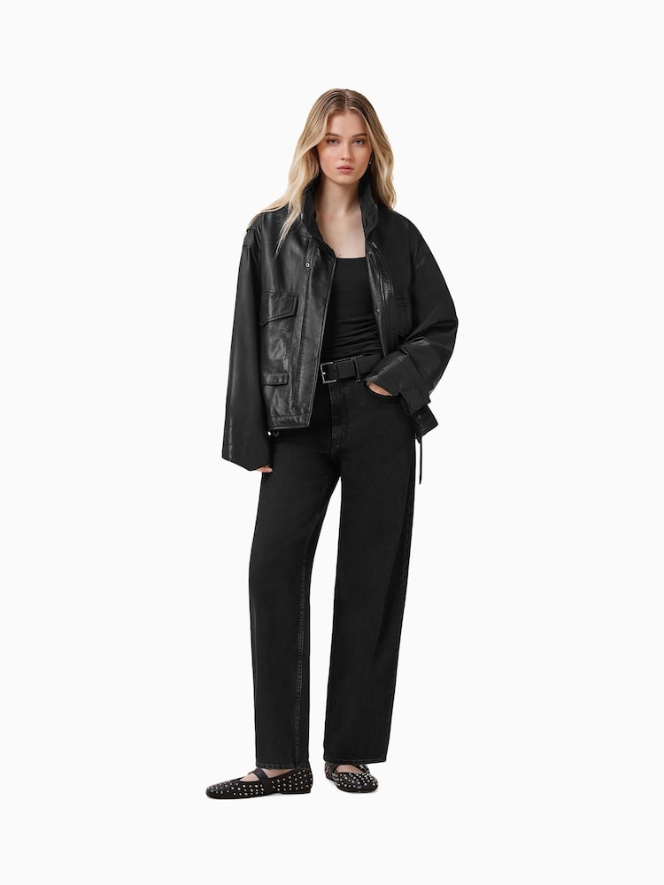 AllSaints Black Sadie Barrel Jeans - Image 1 of 8