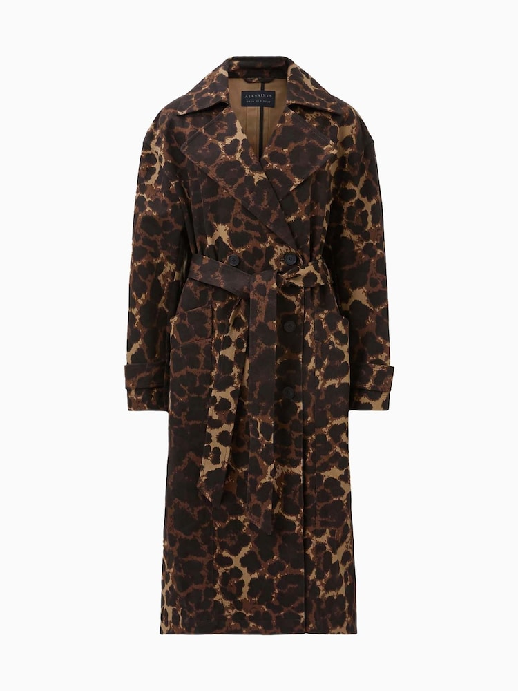 AllSaints Brown Abel Trench Coat - Image 9 of 9