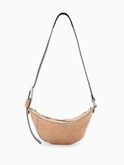 AllSaints Brown Luna Suede Cross-Body Bag - Image 1 of 7