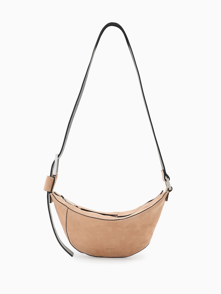 AllSaints Brown Luna Suede Cross-Body Bag - Image 1 of 7