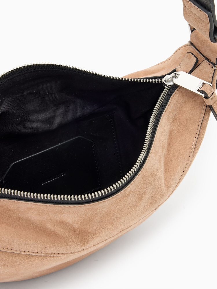AllSaints Brown Luna Suede Cross-Body Bag - Image 2 of 7