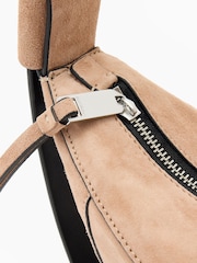 AllSaints Brown Luna Suede Cross-Body Bag - Image 4 of 7