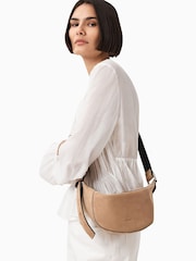 AllSaints Brown Luna Suede Cross-Body Bag - Image 6 of 7
