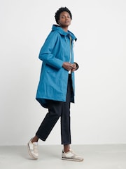 Seasalt Cornwall Blue Petite Seafaring Waterproof Coat - Image 1 of 6