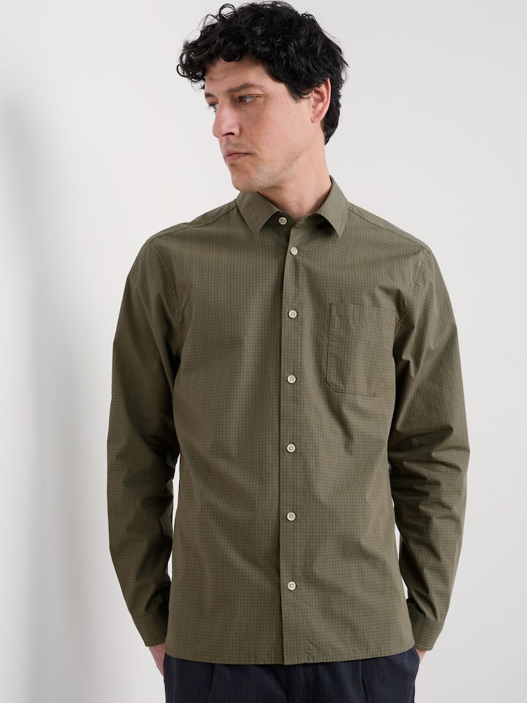 Seasalt Cornwall Green Mens Turnstone Cotton Striped Shirt - Image 1 of 6