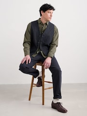 Seasalt Cornwall Green Mens Turnstone Cotton Striped Shirt - Image 3 of 6