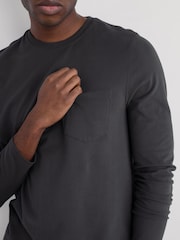 Seasalt Cornwall Black Mens Merthen Long Sleeve Top in GOTS Certified Cotton - Image 3 of 6