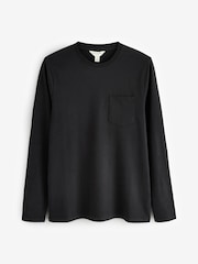 Seasalt Cornwall Black Mens Merthen Long Sleeve Top in GOTS Certified Cotton - Image 4 of 6