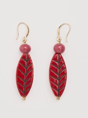 Seasalt Cornwall Pink Pink Charmer Ceramic Leaf Earrings - Image 1 of 4