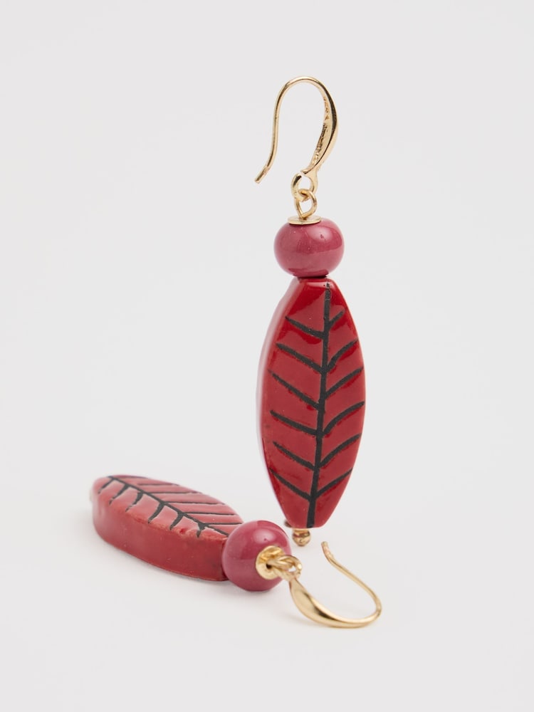 Seasalt Cornwall Pink Pink Charmer Ceramic Leaf Earrings - Image 2 of 4