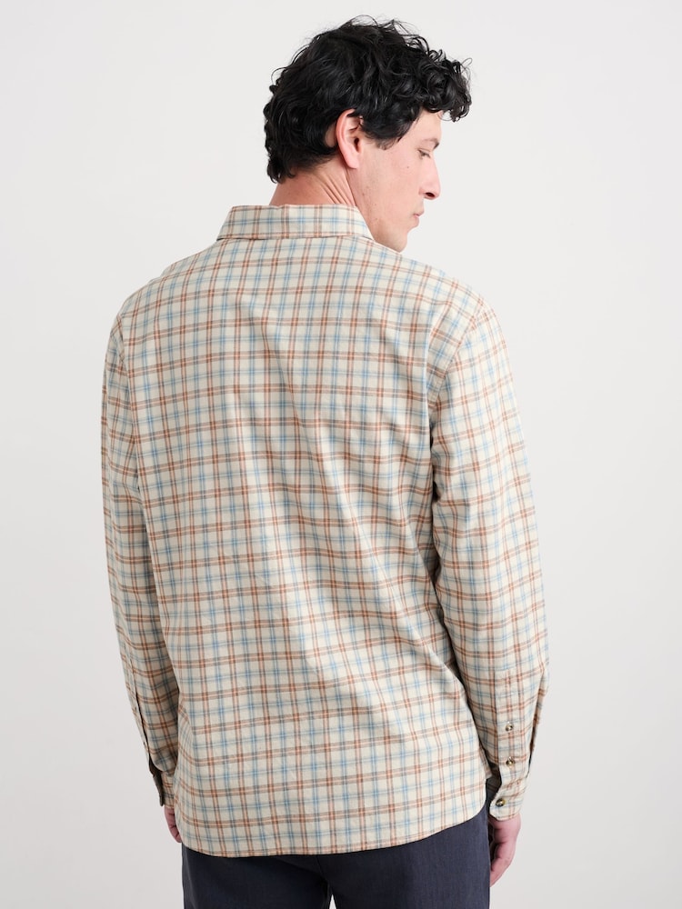Azul oscuro - Seasalt Cornwall Mens Take Root Half Placket Check Shirt - Imagen 2 de 5