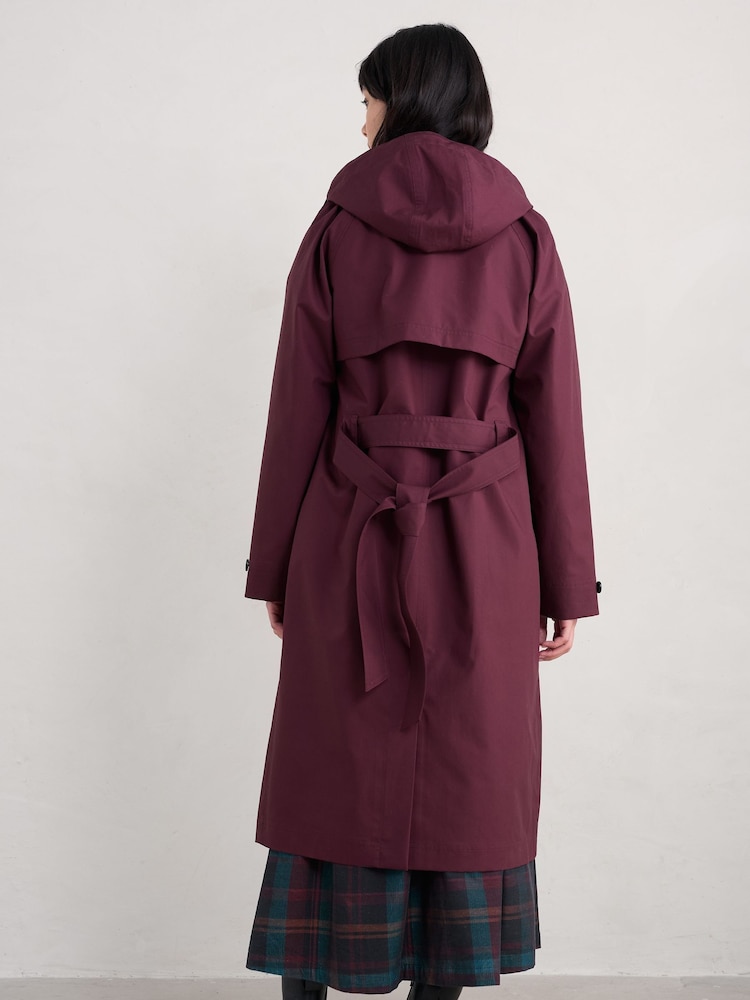 Seasalt Cornwall Purple Petite Penweathers Waterproof Trench Coat - Image 2 of 5