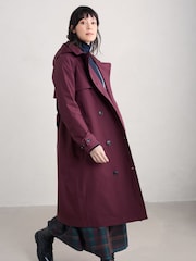 Seasalt Cornwall Purple Petite Penweathers Waterproof Trench Coat - Image 3 of 5