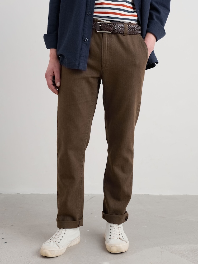 Seasalt Cornwall Brown Mens Slim Tollgate Leg Trousers - Image 1 of 5