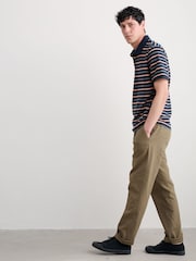 Seasalt Cornwall Blue Mens Balefire Striped Polo Shirt In GOTS Certified Cotton - Image 3 of 5