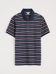 Seasalt Cornwall Blue Mens Balefire Striped Polo Shirt In GOTS Certified Cotton - Image 4 of 5
