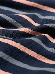 Seasalt Cornwall Blue Mens Balefire Striped Polo Shirt In GOTS Certified Cotton - Image 5 of 5