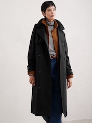 Seasalt Cornwall Black Penweathers Waterproof Trench Coat - Image 1 of 3