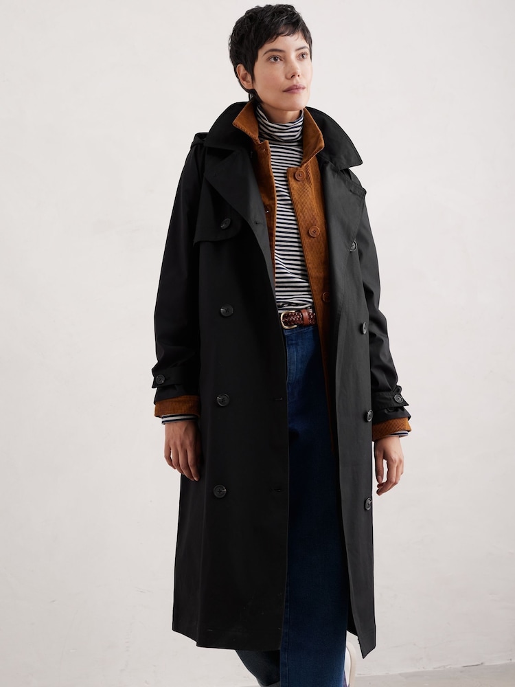 Seasalt Cornwall Black Penweathers Waterproof Trench Coat - Image 1 of 3