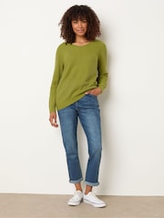 M&Co Green V-Neck Stitch Jumper - Image 2 of 5
