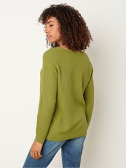 M&Co Green V-Neck Stitch Jumper - Image 3 of 5