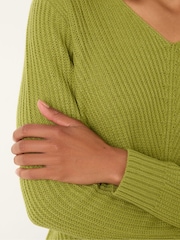 M&Co Green V-Neck Stitch Jumper - Image 4 of 5