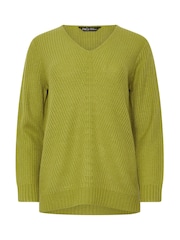 M&Co Green V-Neck Stitch Jumper - Image 5 of 5