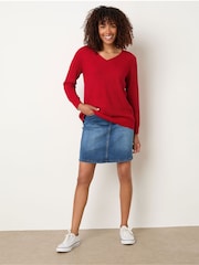 M&Co Red V-Neck Stitch Jumper - Image 2 of 5