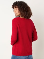 M&Co Red V-Neck Stitch Jumper - Image 3 of 5