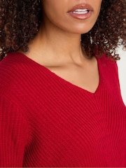 M&Co Red V-Neck Stitch Jumper - Image 4 of 5