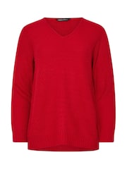 M&Co Red V-Neck Stitch Jumper - Image 5 of 5