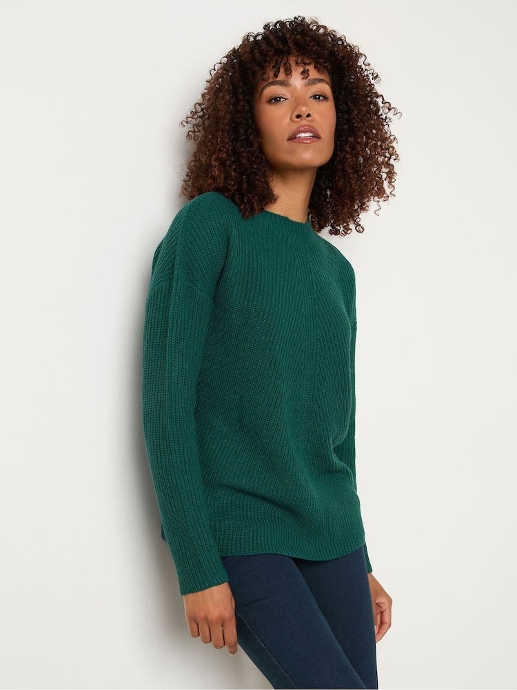 M&Co Green Funnel Neck Stitch Jumper - Image 1 of 5 M&Co Green Funnel Neck Stitch Jumper - Image 1 of 5