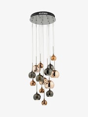 Dar Lighting Polished Black Chrome Copper Glass Aurelia 15lt Cluster Pendant - Image 1 of 4