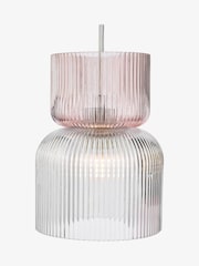 Dar Lighting Polished Chrome Pink Ribbed Glass Auberta 3lt Cluster Pendant - Image 3 of 5