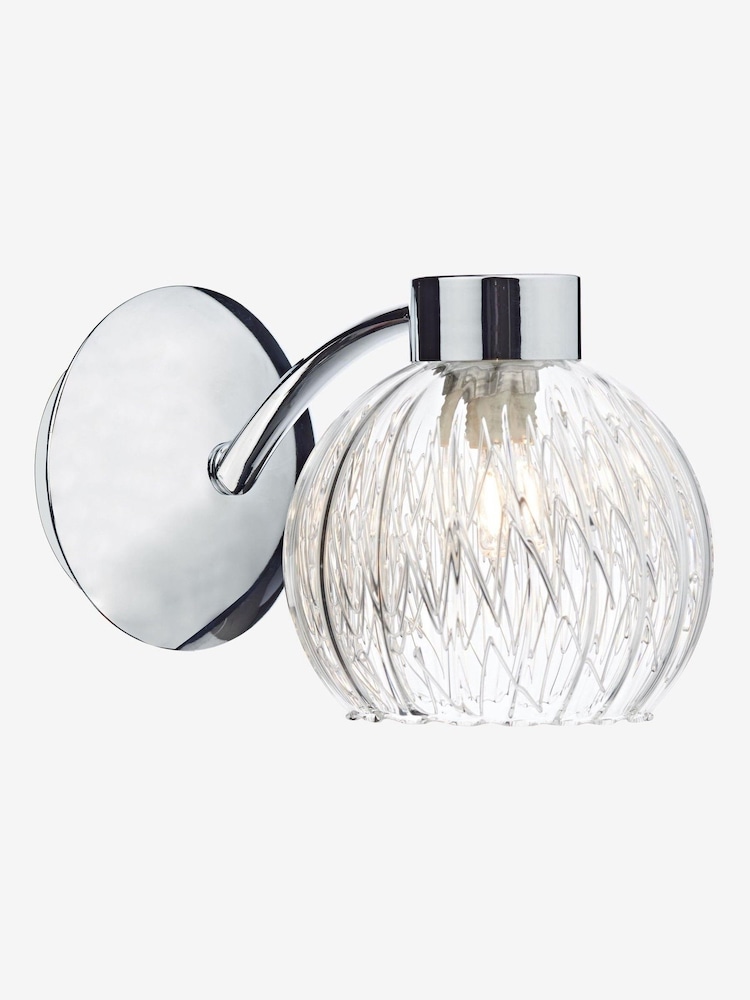Dar Lighting Polished Chrome Ribbed Glass Yasmin Wall Light - Image 1 of 5