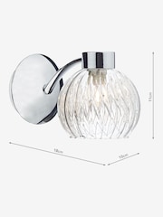 Dar Lighting Polished Chrome Ribbed Glass Yasmin Wall Light - Image 4 of 5