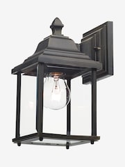 Dar Lighting Matt Black Gold Glass Doyle Wall Light - Image 1 of 4