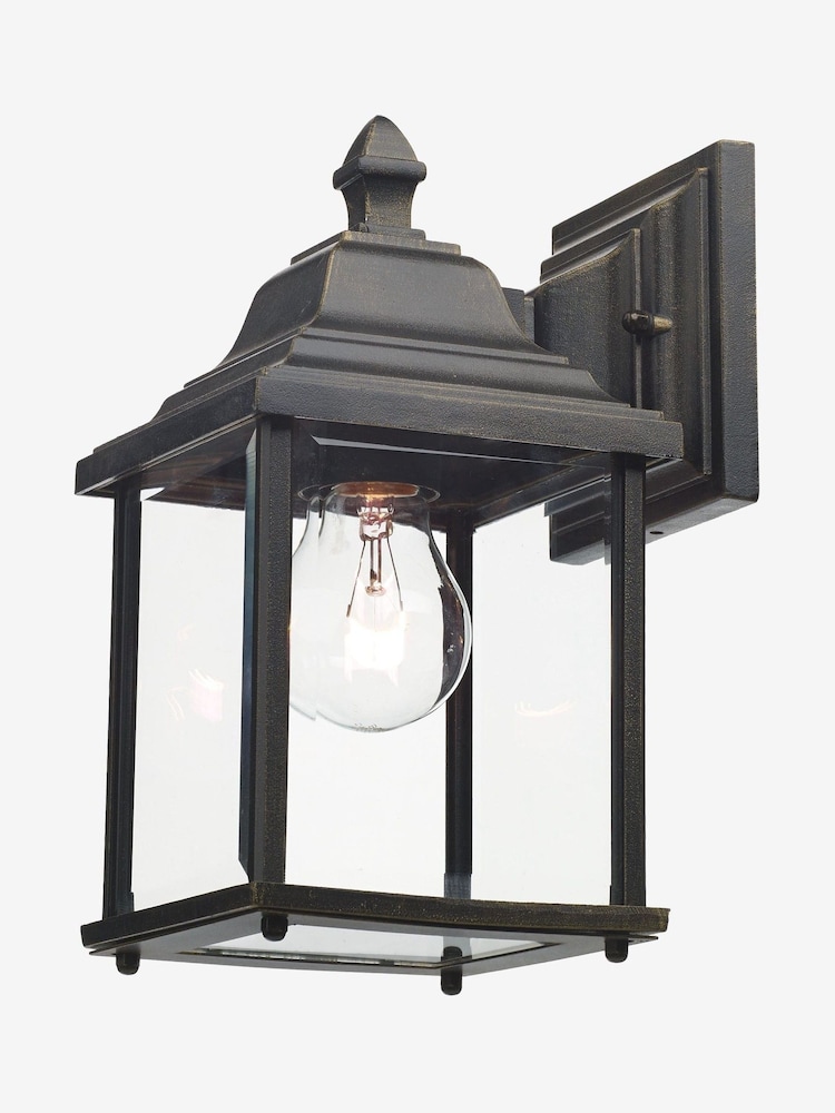 Dar Lighting Matt Black Gold Glass Doyle Wall Light - Image 1 of 4