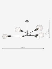 Dar Lighting Matt Black Alana 6lt Pendant Ceiling Light - Image 7 of 7