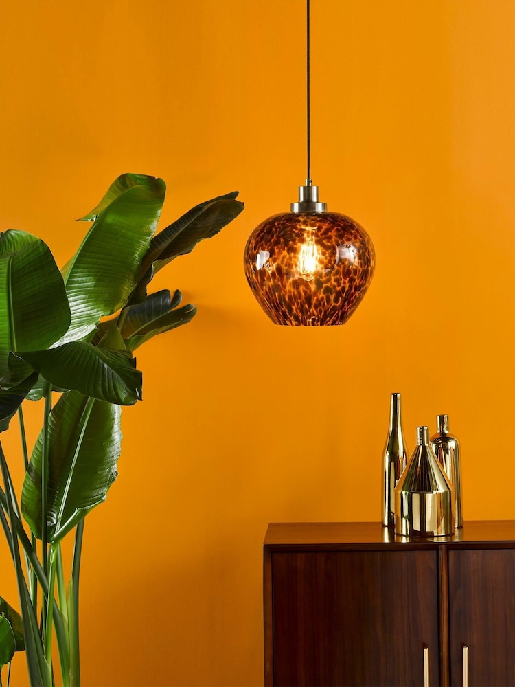 Dar Lighting Amber Glass Antique Brass Leandra Pendant Light - Image 1 of 7 Dar Lighting Amber Glass Antique Brass Leandra Pendant Light - Image 1 of 7