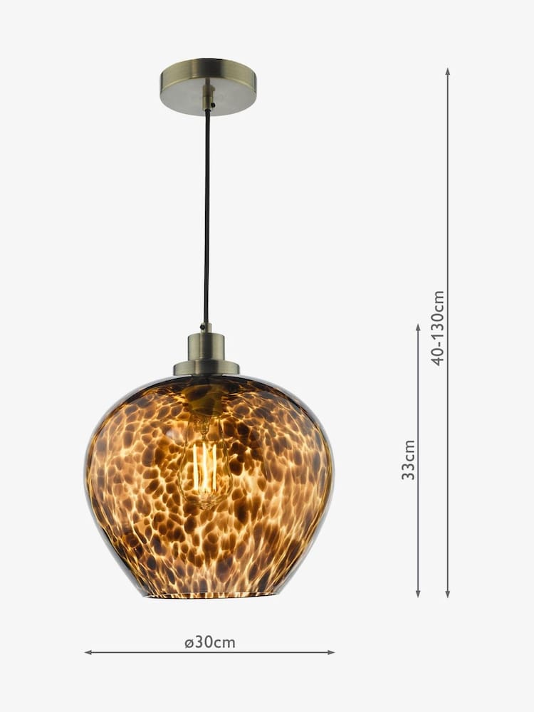 Dar Lighting Amber Glass Antique Brass Leandra Pendant Light - Image 7 of 7