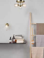 Dar Lighting Antique Brass Ribbed Glass Cedric Wall Light - Image 1 of 6